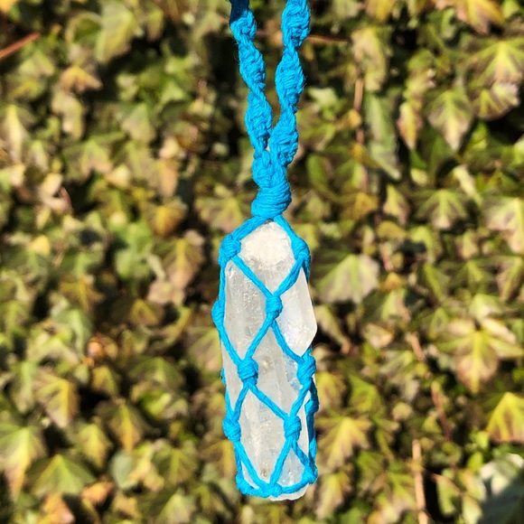 Clear Quartz Raw Macrame Necklace - Picture 6 of 8